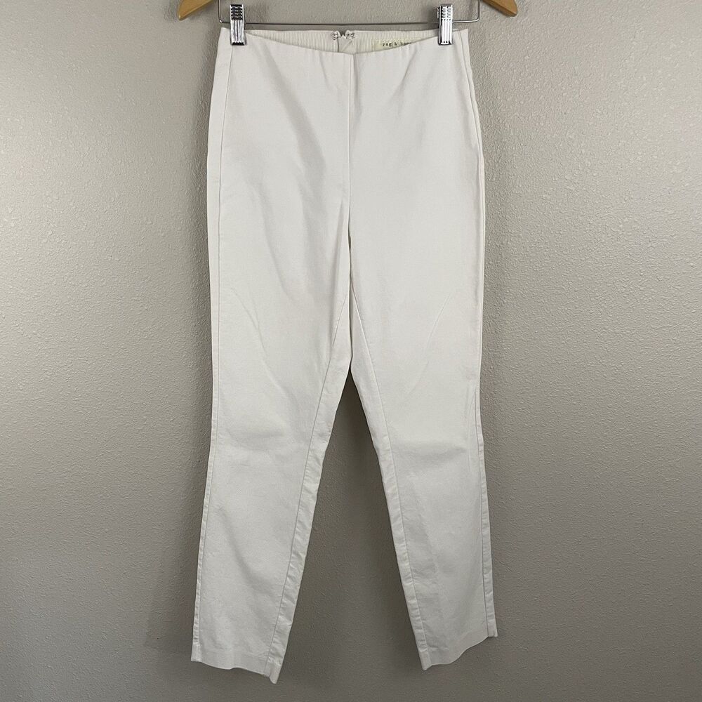 Rag & Bone Womens 4 White Simone Crop Pant Stretch Cotton Capsule Slim Fit